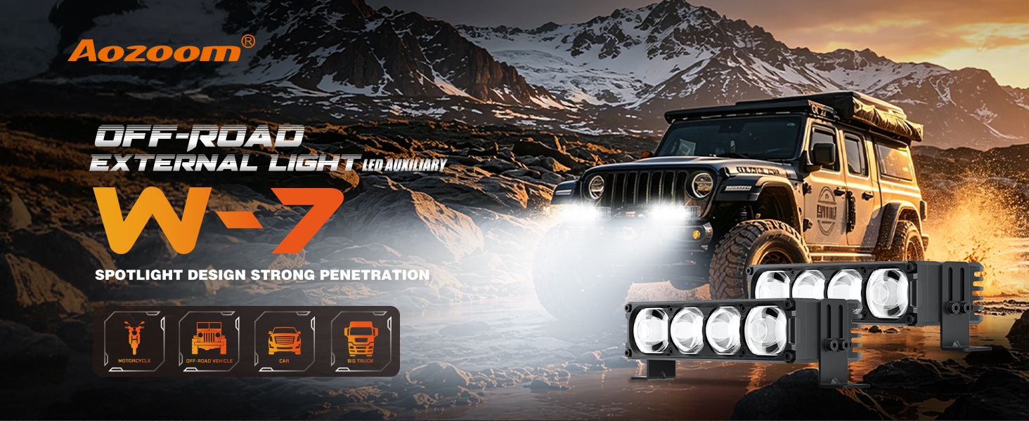 Aozoom Off-Road Series W-7 External Light, White Light Copy detail 1
