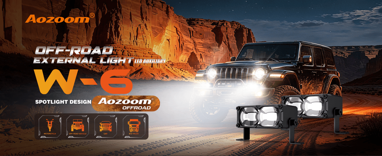 Aozoom Off-Road Series W-6 External Light, White Light detail 1